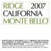 Ridge Monte Bello 2007 Front Label