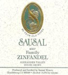 Sausal Winery Family Old Vine Estate Zinfandel 2007 Front Label