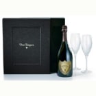 Dom Perignon Vintage with 2 Crystal Flutes Gift Pack 2002 Front Label