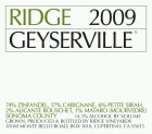 Ridge Geyserville (375ML half-bottle) 2009 Front Label