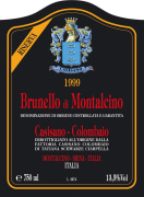 Casisano Brunello di Montalcino Riserva 1999 Front Label