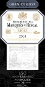 Marques de Riscal 150th Aniversario Rioja Gran Reserva 2001 Front Label
