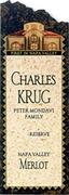 Charles Krug Reserve Merlot 1996 Front Label