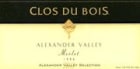 Clos du Bois Alexander Valley Merlot 1996 Front Label