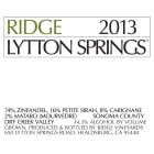 Ridge Lytton Springs Red Blend (375ML half-bottle) 2013 Front Label
