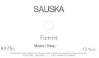 Sauska Medve Furmint 2015 Front Label