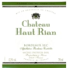 Chateau Haut Rian Blanc 2016 Front Label