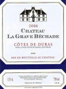 Chateau la Grave Bechade Cotes de Duras 2006 Front Label