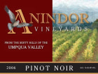 Anindor Vineyards Pinot Noir 2006 Front Label