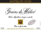 Provins Valais Grains de Malice Vendange Tardive Maitre de Chais 2011 Front Label