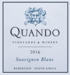 Quando Vineyards and Winery Sauvignon Blanc 2016 Front Label