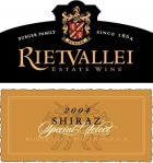 Rietvallei Special Select Shiraz 2004 Front Label