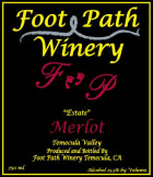 Foot Path Winery Merlot 2010 Front Label
