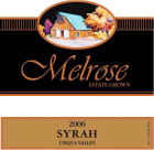 Melrose Wines Syrah 2006 Front Label