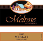 Melrose Wines Merlot 2006 Front Label