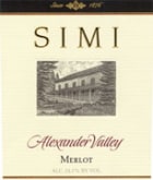 Simi Alexander Valley Merlot 2001 Front Label