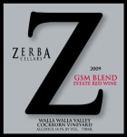 Zerba Cellars Grenache  Syrah  Mourvedre 2009 Front Label