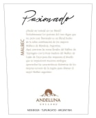 Andeluna Pasionado Malbec 2014 Front Label