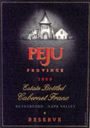 Peju Winery Napa Valley Reserve Cabernet Franc 2001 Front Label