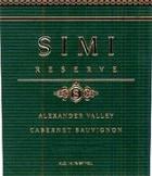 Simi Reserve Cabernet Sauvignon 2000 Front Label