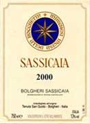 Tenuta San Guido Sassicaia (1.5 Liter Magnum) 2000 Front Label