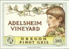 Adelsheim Pinot Gris 2003 Front Label
