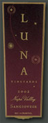 Luna Vineyards Sangiovese 2002 Front Label