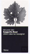 Kangarilla Road Cabernet Sauvignon 2003 Front Label