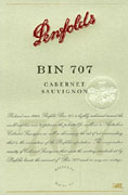 Penfolds Bin 707 Cabernet Sauvignon 2002 Front Label