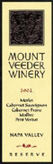 Mount Veeder Winery Reserve Red 2001 Front Label
