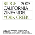 Ridge York Creek Zinfandel 2005 Front Label