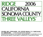 Ridge Three Valleys Red 2006 Front Label