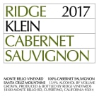 Ridge Klein Cabernet Sauvignon (scuffed label) 2017  Front Label