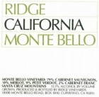 Ridge Monte Bello 1999  Front Label