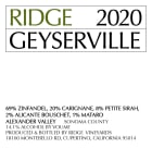 Ridge Geyserville (375ML half-bottle) 2020  Front Label
