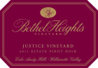 Bethel Heights Justice Vineyard Pinot Noir 2011  Front Label