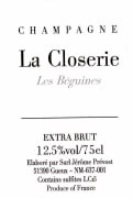 Jerome Prevost La Closerie Les Beguines Extra Brut  Front Label