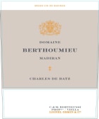 Domaine Berthoumieu Charles de Batz Madiran 2017  Front Label