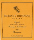 Behrens & Hitchcock Alder Springs Vineyard Homage to Ed Oliveira 2004 Front Label