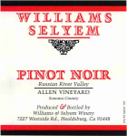 Williams Selyem Allen Vineyard Pinot Noir 2017  Front Label