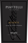 Piattelli Reserve Malbec 2019  Front Label