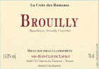 Domaine Jean-Claude Lapalu Brouilly La Croix des Rameaux 2019  Front Label