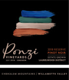 Ponzi Reserve Pinot Noir 2018  Front Label