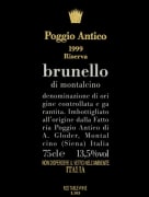 Poggio Antico Brunello di Montalcino Riserva (1.5 Liter Magnum) 1999  Front Label