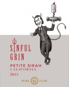 Wine Club Sinful Grin Petite SIrah 2015  Front Label