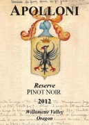 Apolloni Vineyards Estate Reserve Pinot Noir 2012  Front Label