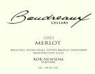 Boudreaux Cellars Merlot 2003  Front Label