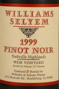 Williams Selyem Weir Vineyard Pinot Noir (1.5 Liter Magnum) 1999  Front Label