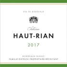 Chateau Haut Rian Blanc 2017  Front Label