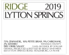 Ridge Lytton Springs Red Blend (375ML half-bottle) 2019  Front Label